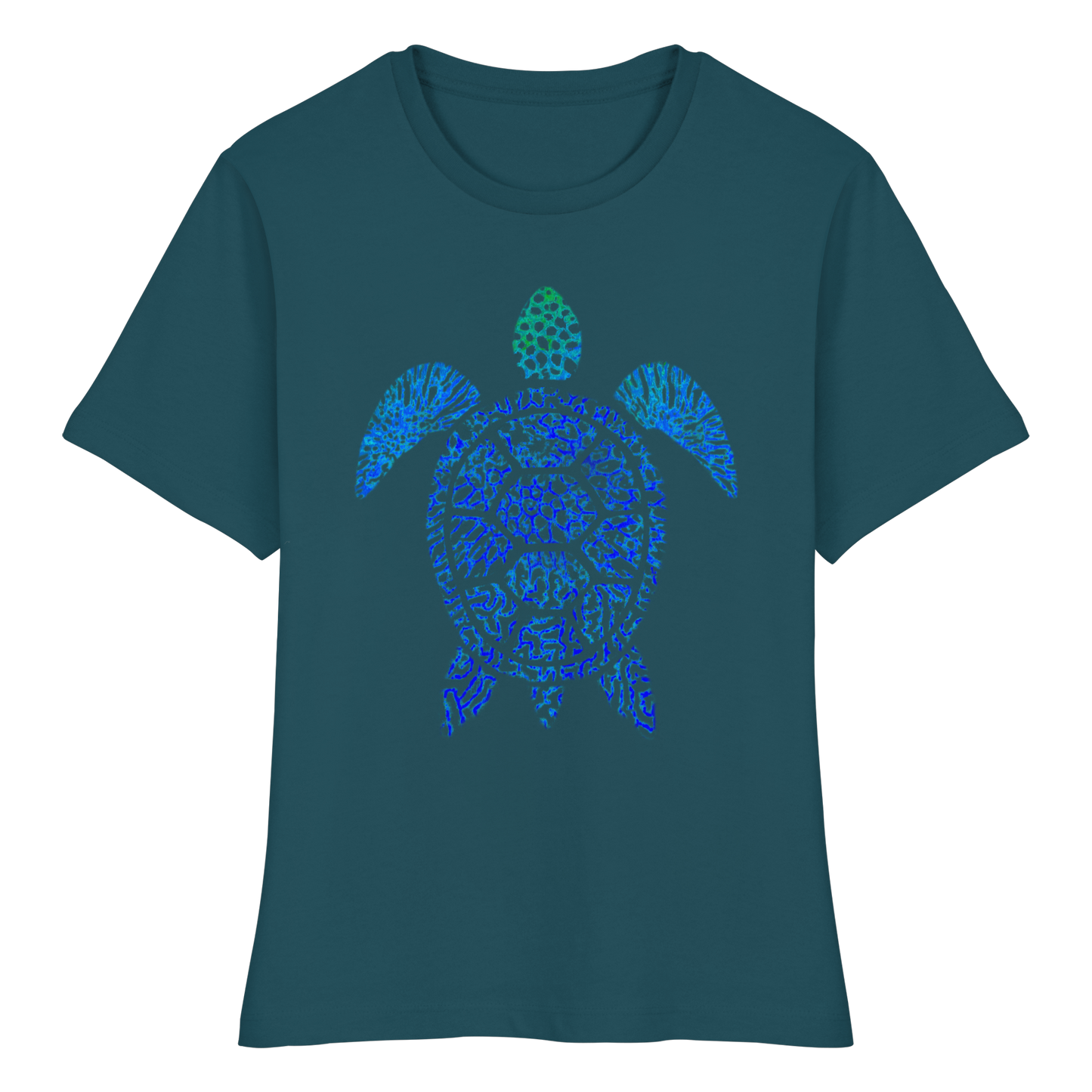 Blue Coral Turtle - Fitted Ladies Organic Shirt