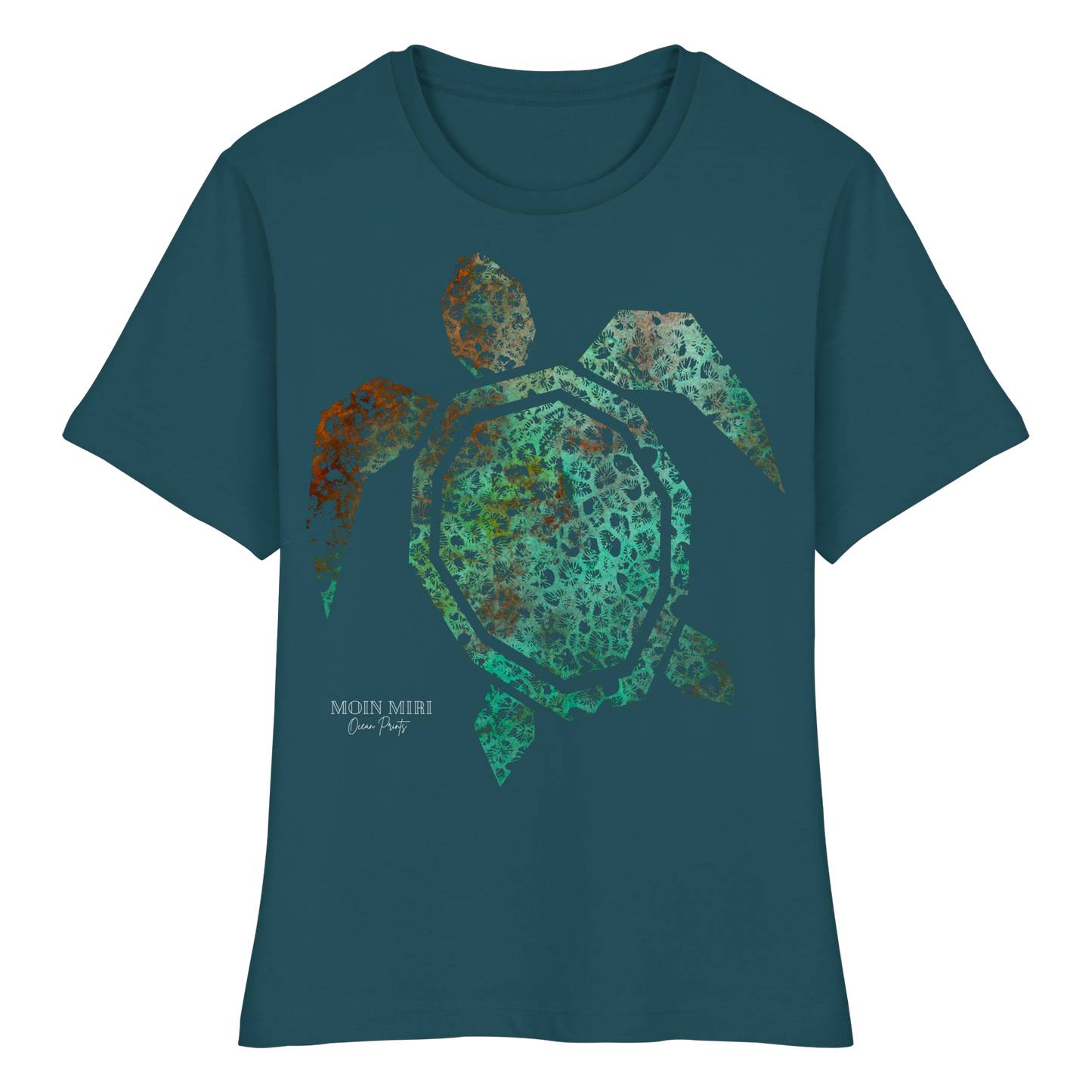 Copper Coral Turtle - Fitted Ladies Organic Shirt