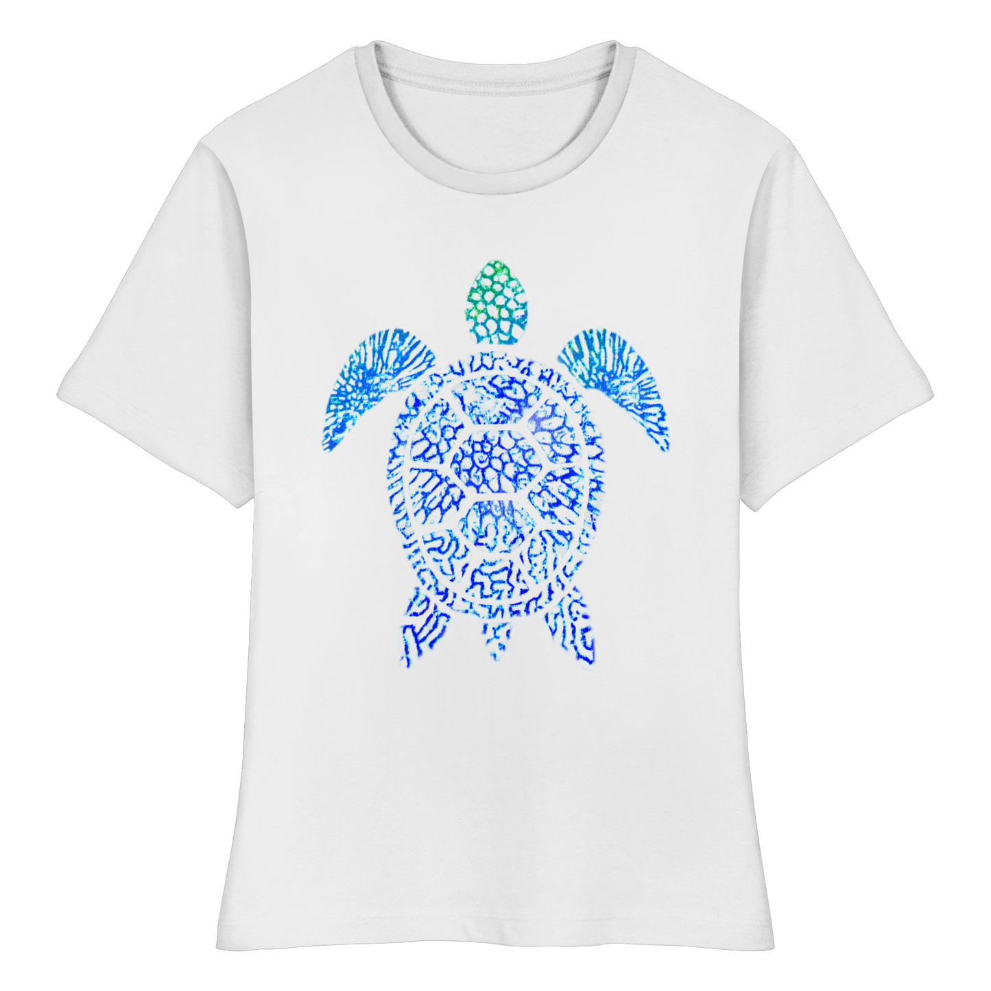 Blue Coral Turtle - Fitted Ladies Organic Shirt