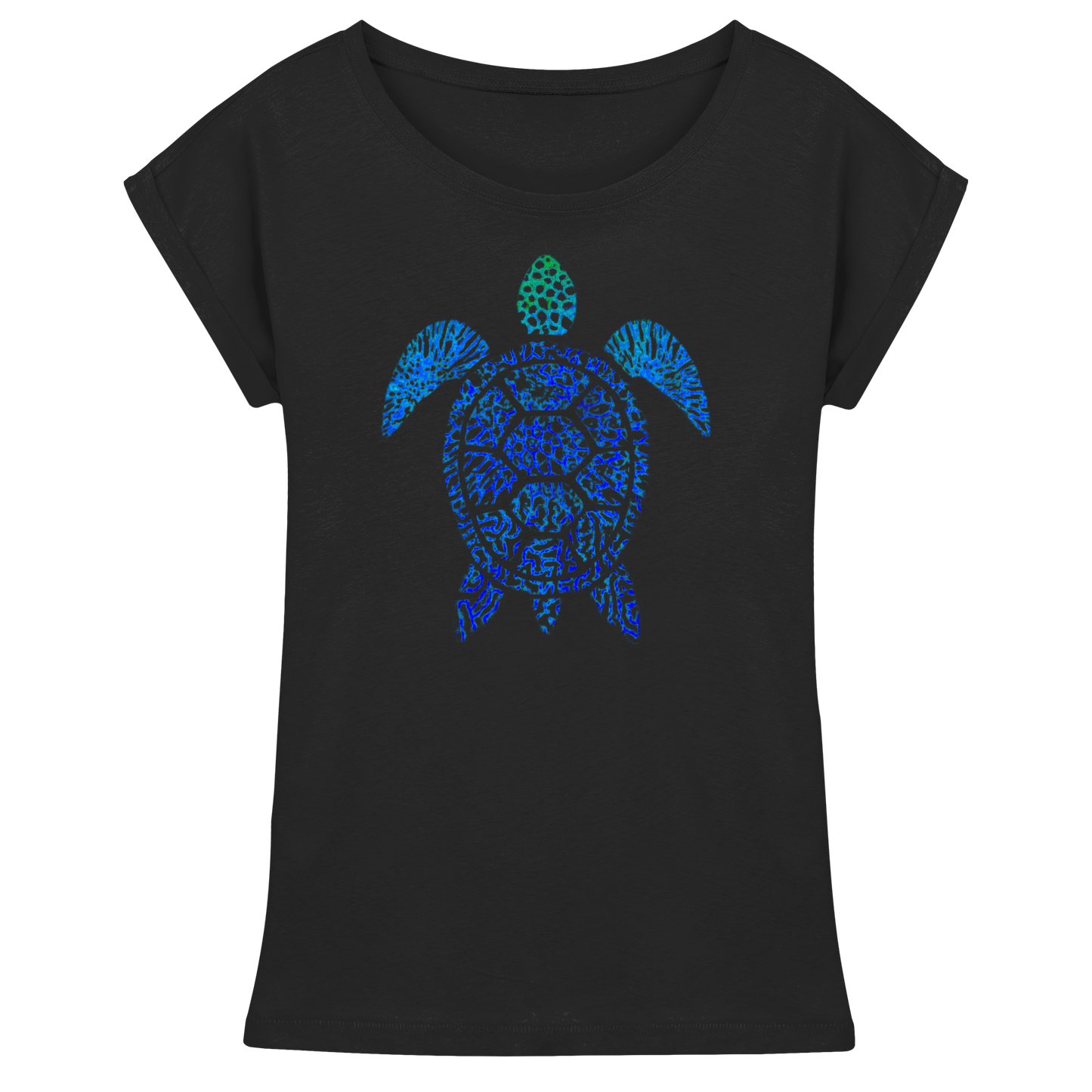 Blue Coral Turtle - Womens Extended Shoulder T-Shirt