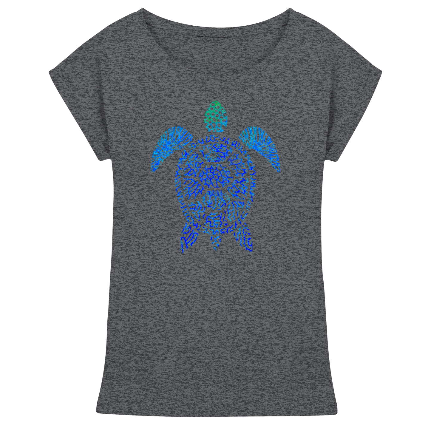 Blue Coral Turtle - Womens Extended Shoulder T-Shirt