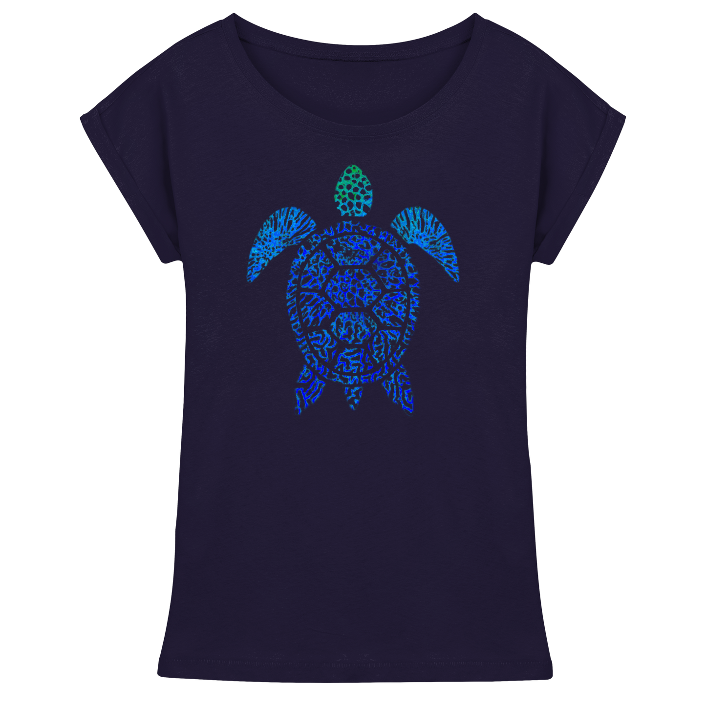 Blue Coral Turtle - Womens Extended Shoulder T-Shirt